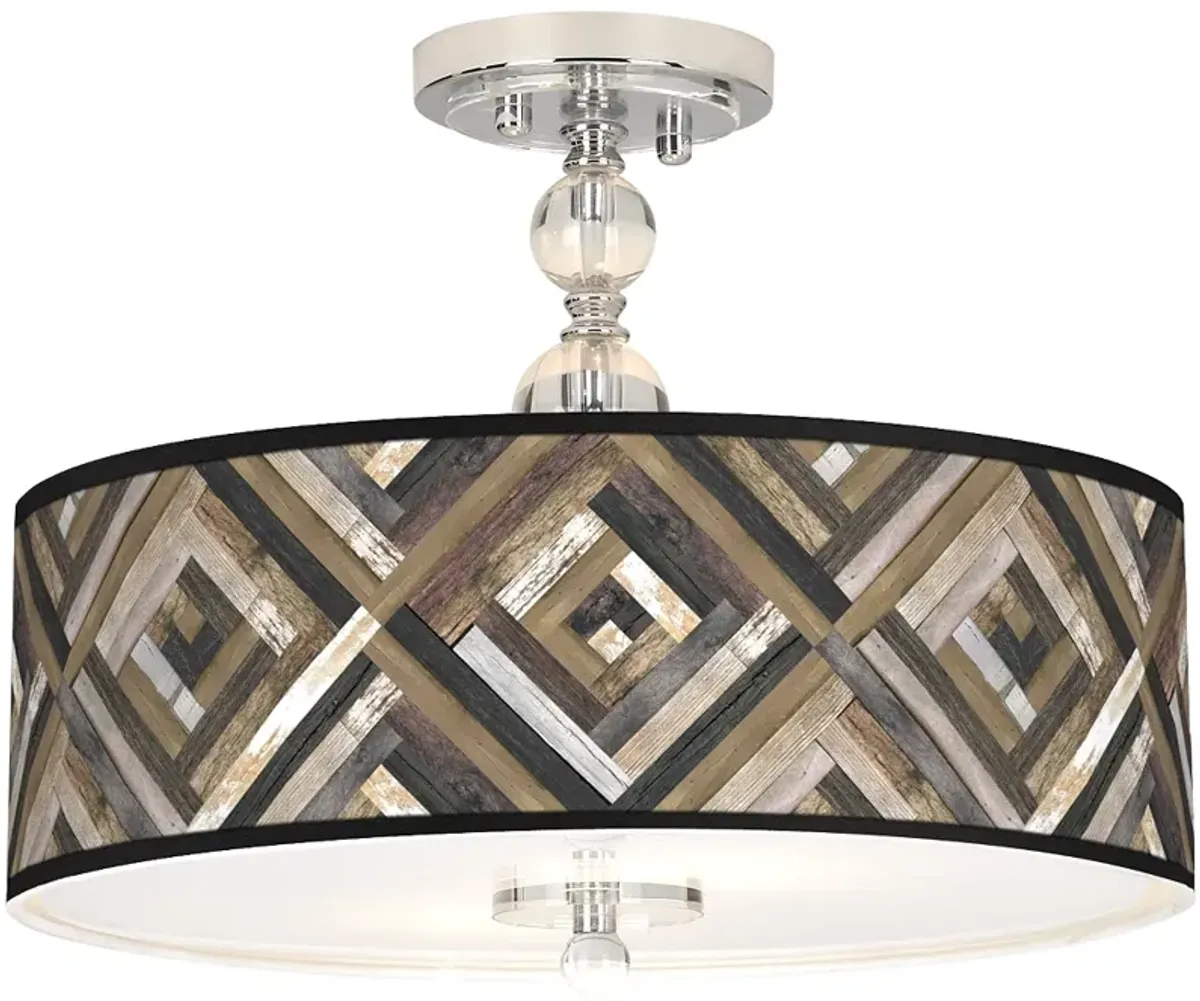 Woodwork Diamonds Giclee 16" Wide Semi-Flush Ceiling Light