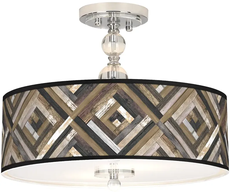 Woodwork Diamonds Giclee 16" Wide Semi-Flush Ceiling Light