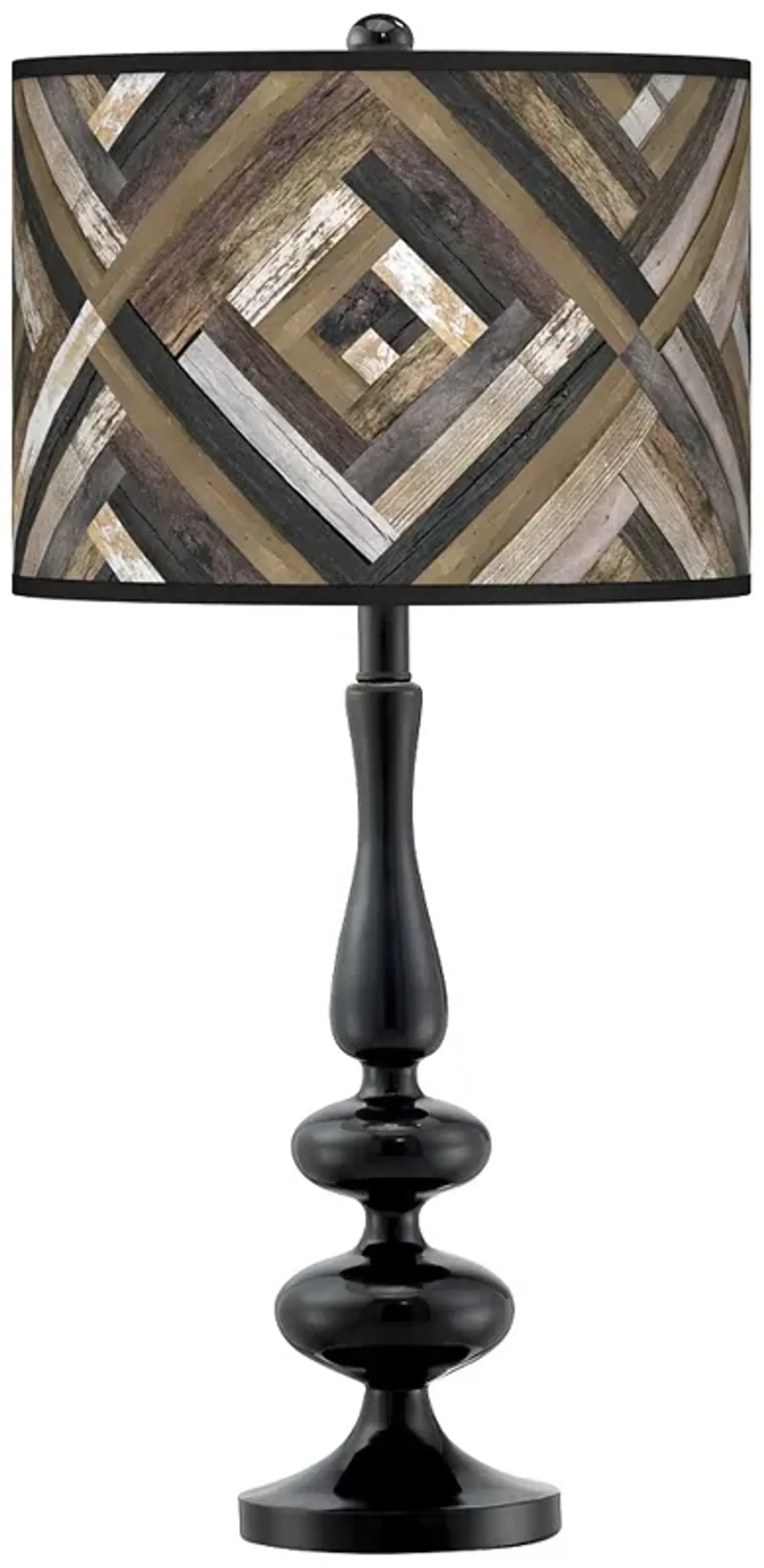 Woodwork Diamonds Giclee Paley Black Table Lamp