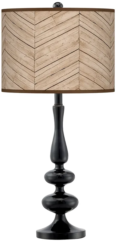 Rustic Woodwork Giclee Paley Black Table Lamp