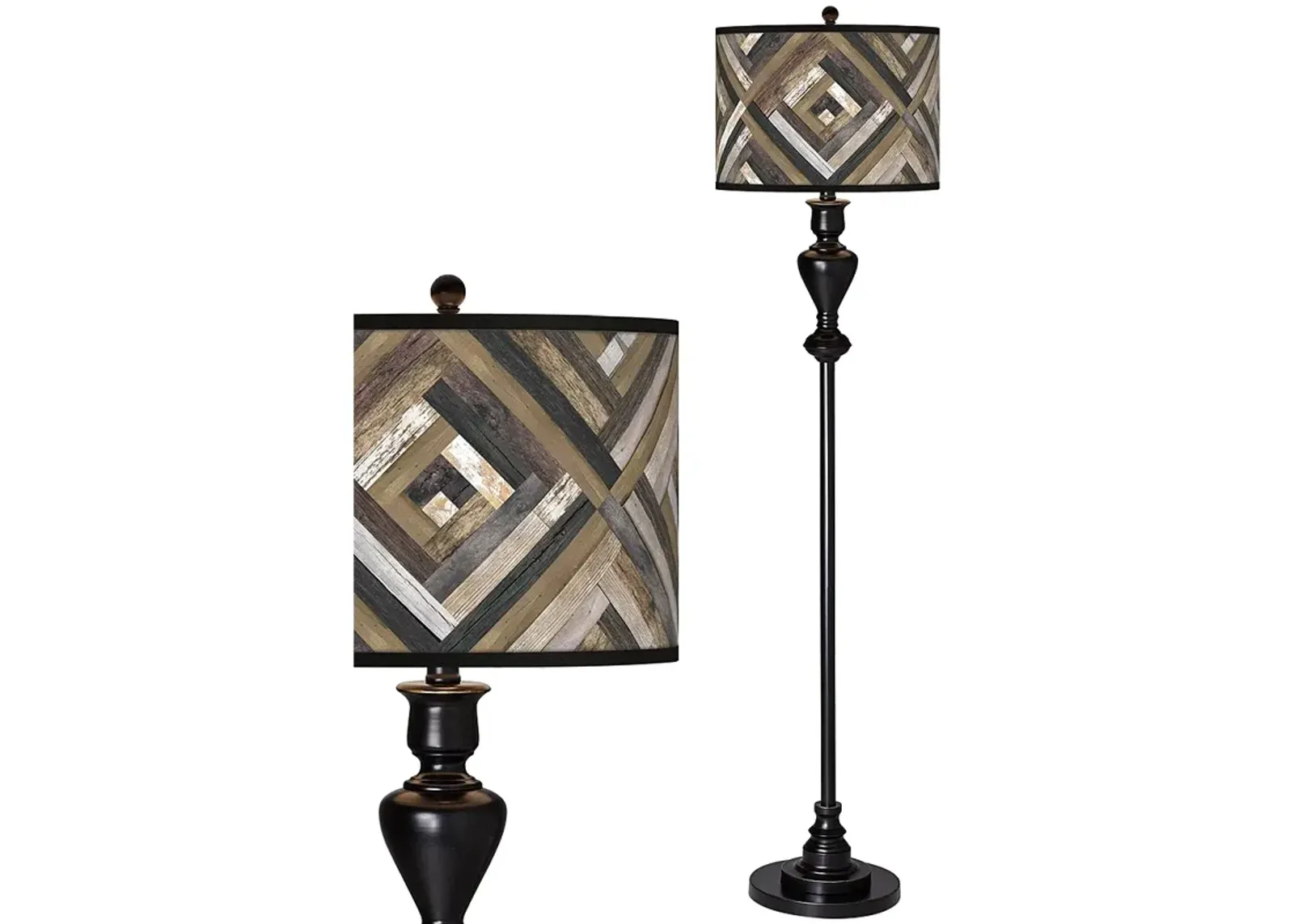 Giclee Glow 58" High Woodwork Diamonds Shade Black Bronze Floor Lamp