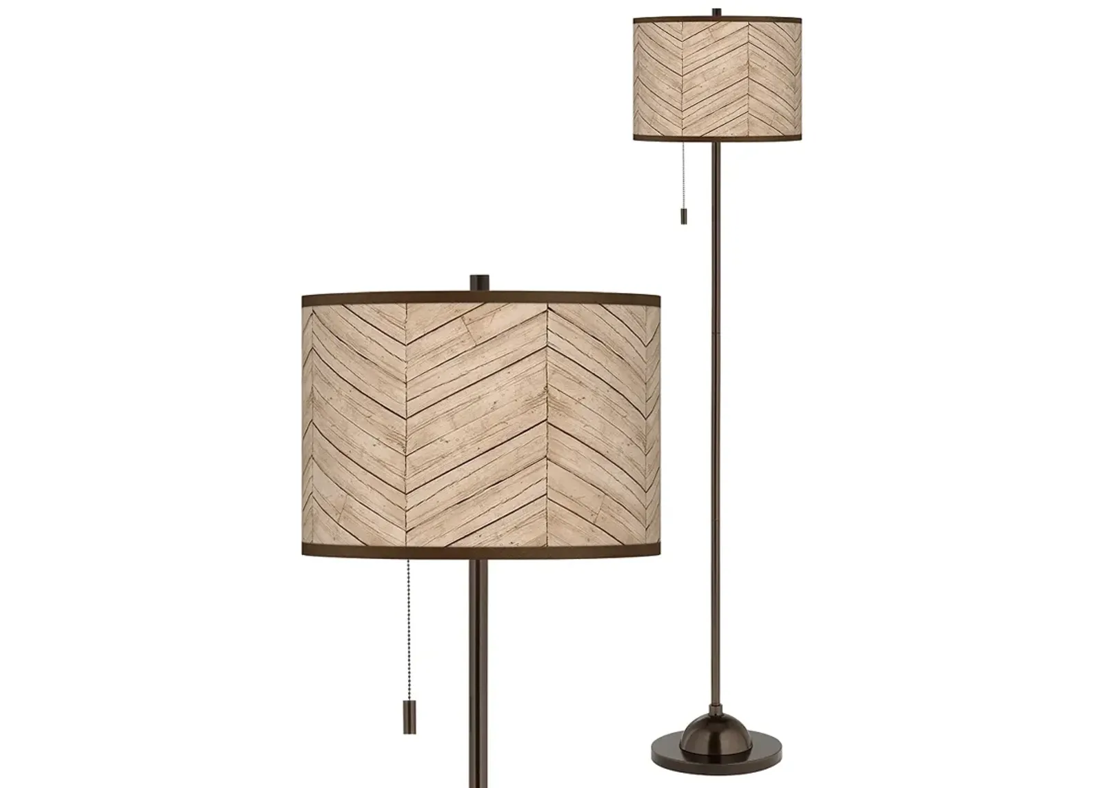 Rustic Woodwork Giclee Glow Bronze Club Floor Lamp