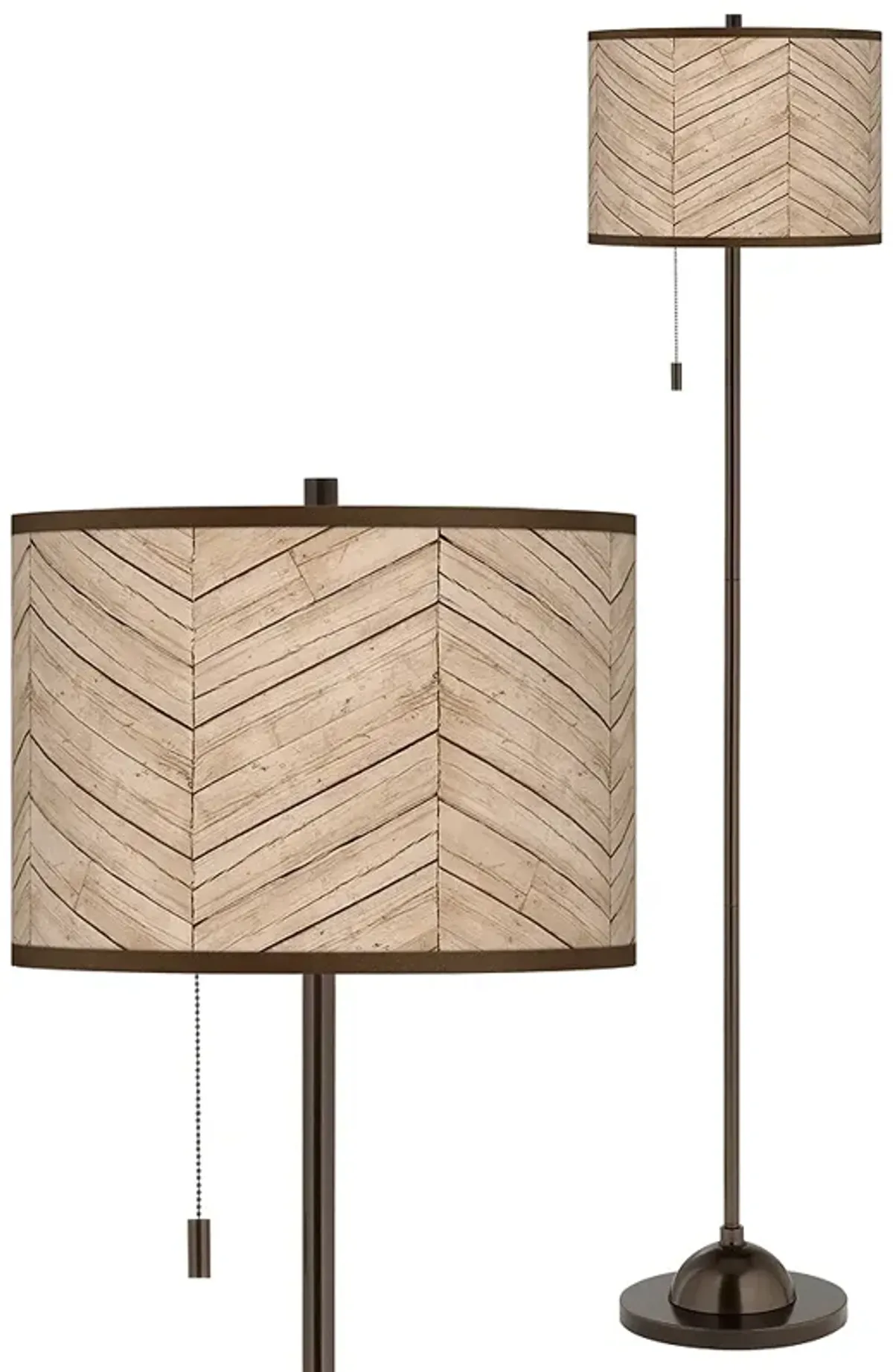 Rustic Woodwork Giclee Glow Bronze Club Floor Lamp