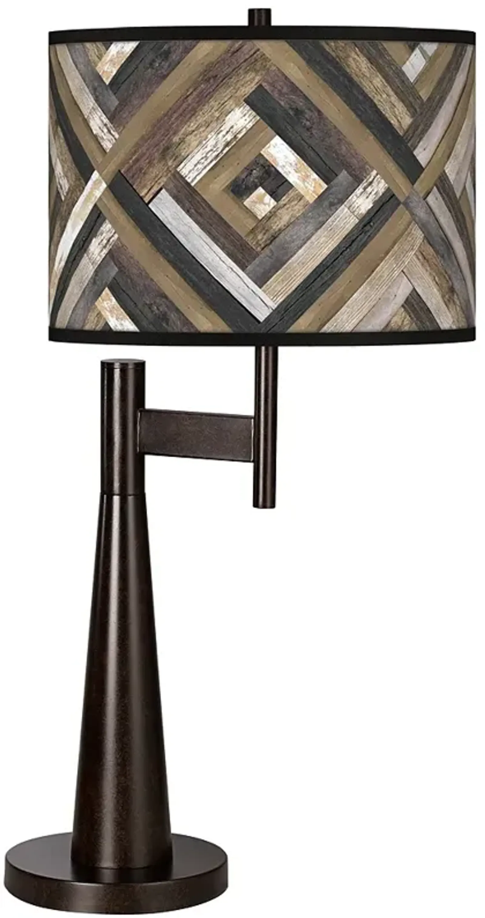 Giclee Glow Novo 30 3/4" Woodwork Diamonds Shade Bronze Table Lamp