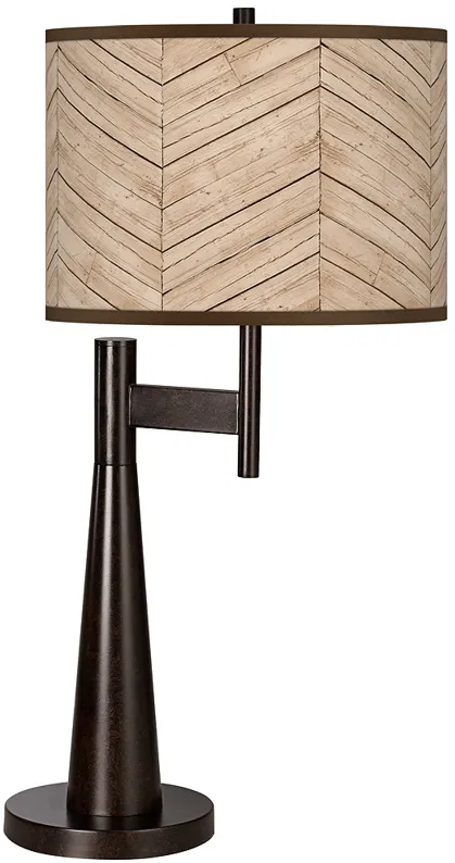 Giclee Glow Novo 30 3/4" Rustic Woodwork Shade Bronze Table Lamp