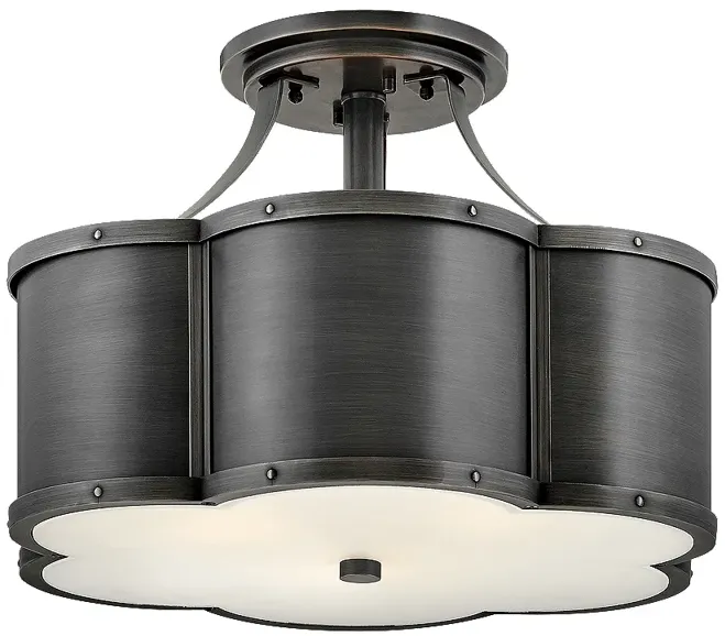 Hinkley- Chance Medium Semi-flush Mount- 18" Blackened Brass