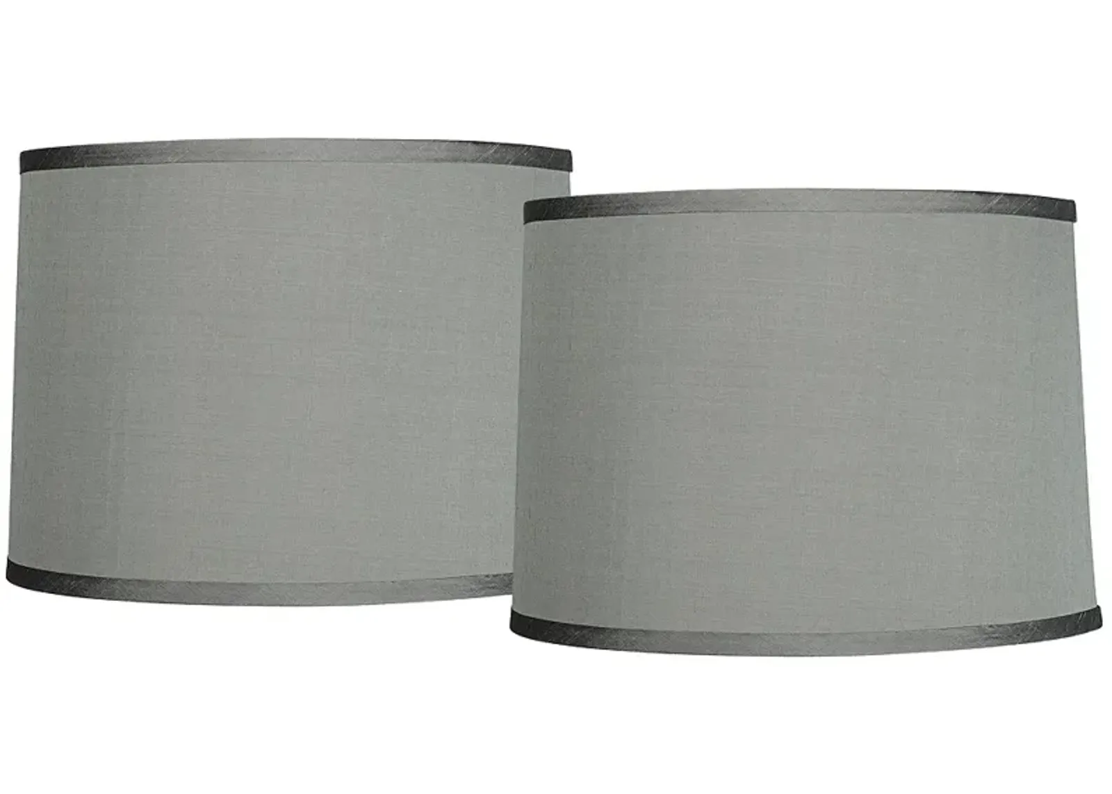 Gray Faux Silk Set of 2 Drum Lamp Shades 13x14x10 (Spider)