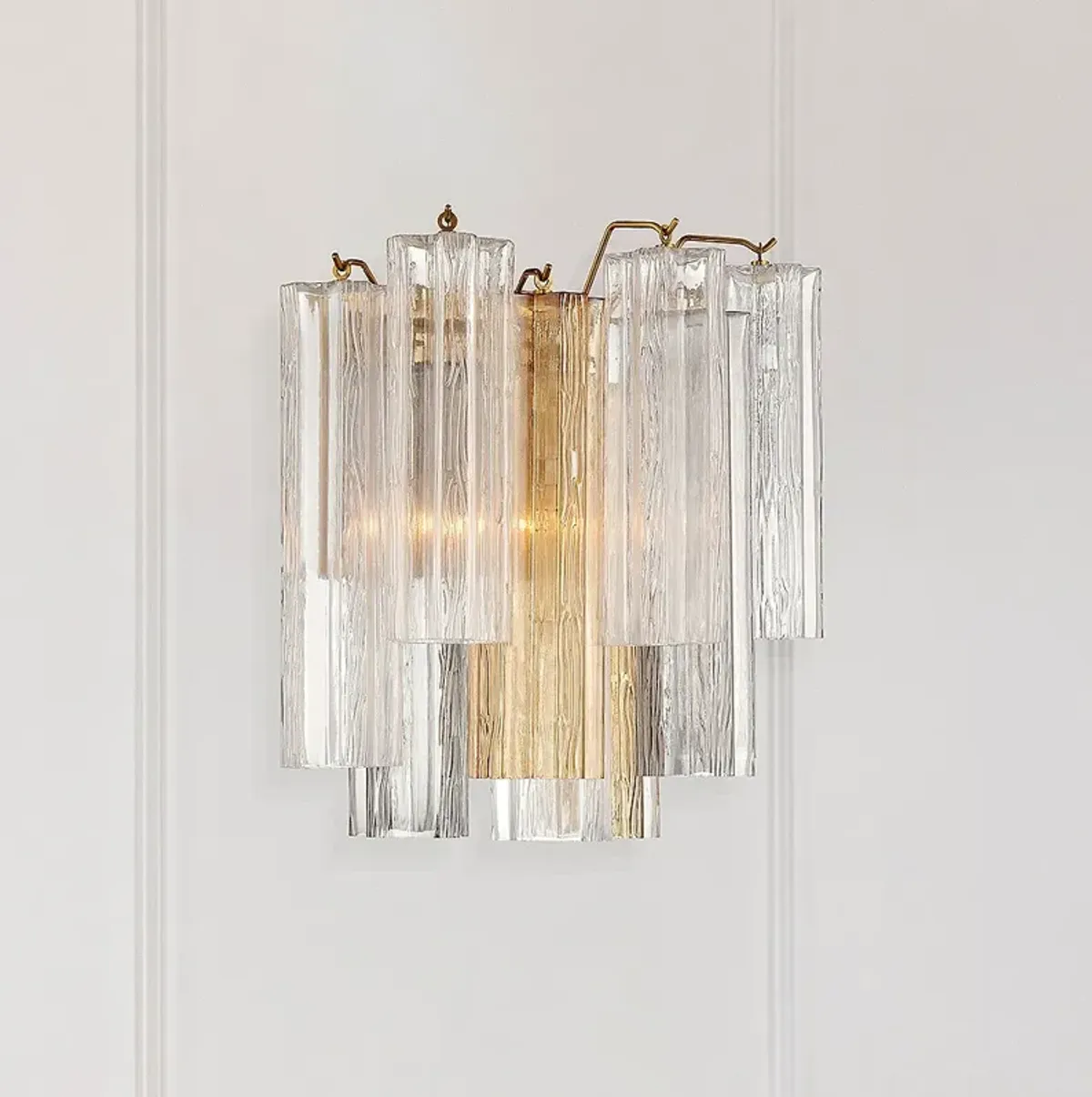 Addis 14 1/2" High Aged Brass and Autumn Glass Wall Sconce