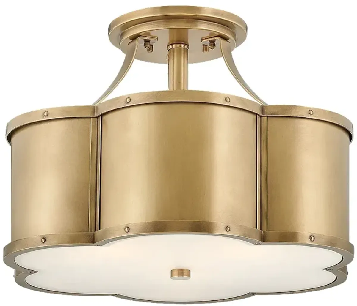 Hinkley Chance 18" Heritage Brass 3-Light Semi-Flush Ceiling Light