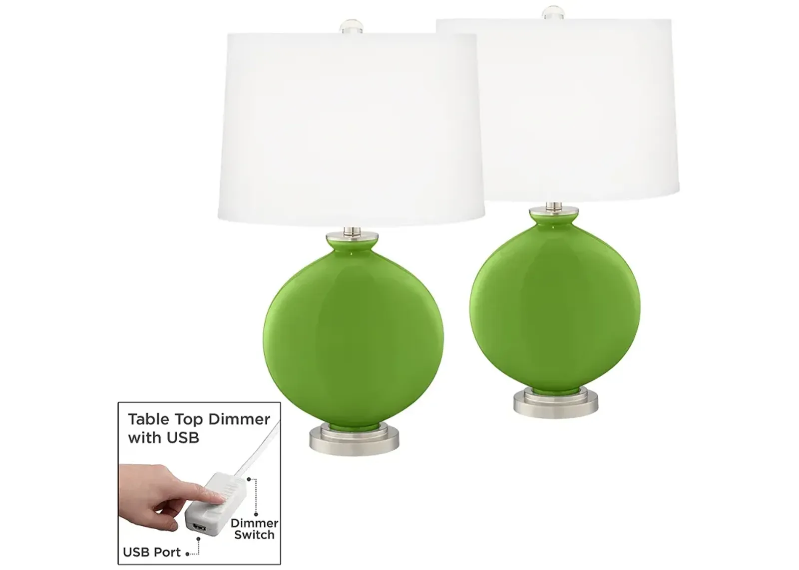 Rosemary Green Carrie Table Lamp Set of 2 with Dimmers