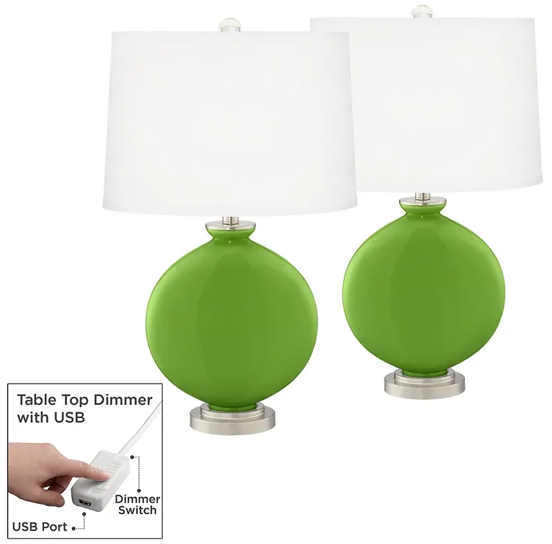 Rosemary Green Carrie Table Lamp Set of 2 with Dimmers