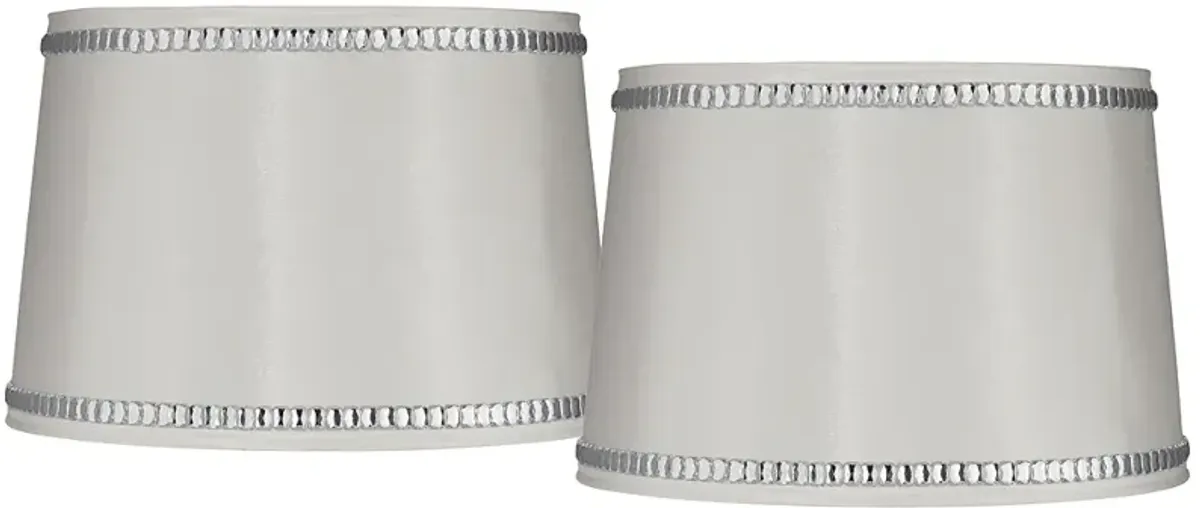 White Crystal Trim Set of 2 Drum Shades 13x15x10 (Spider)