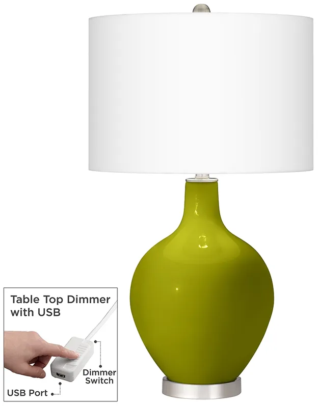 Olive Green Ovo Table Lamp With Dimmer