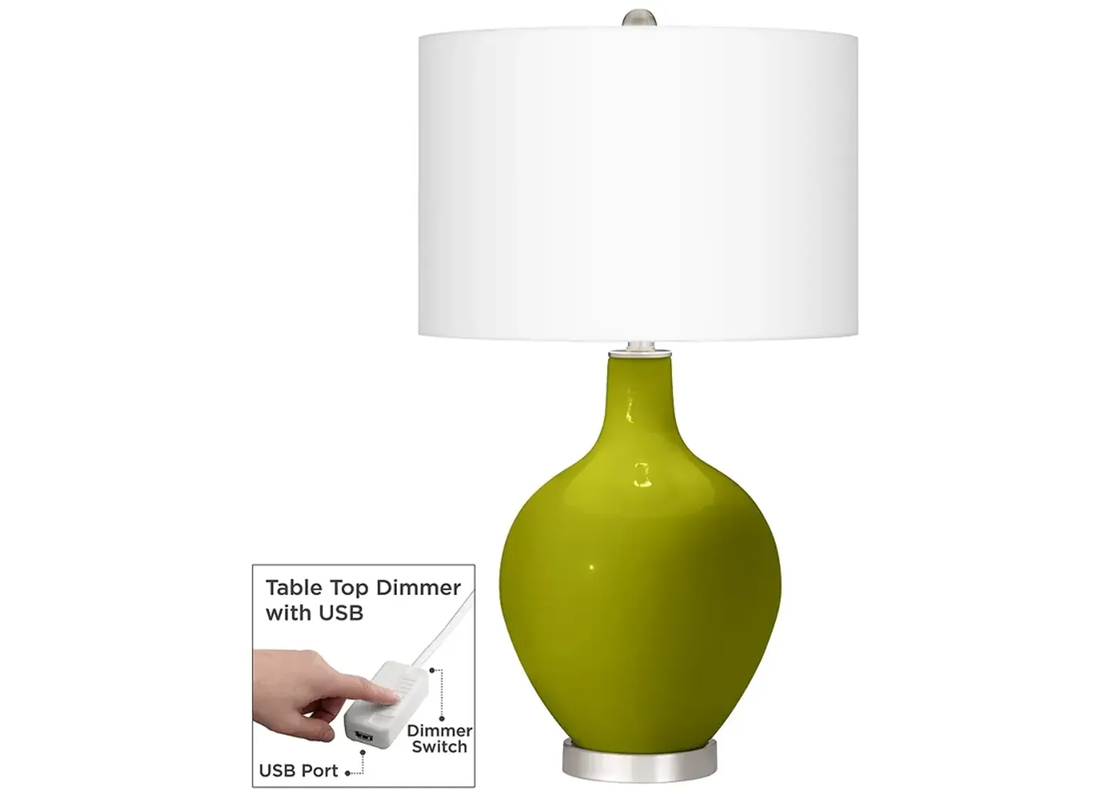 Olive Green Ovo Table Lamp With Dimmer