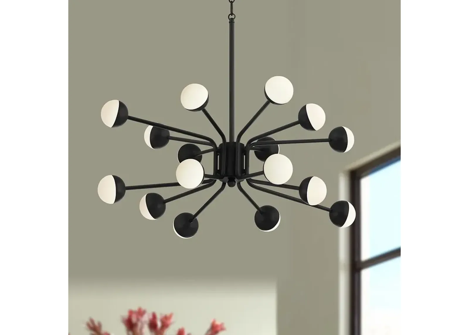 Possini Euro Antony 25" Wide Black 16-Light LED Sputnik Pendant