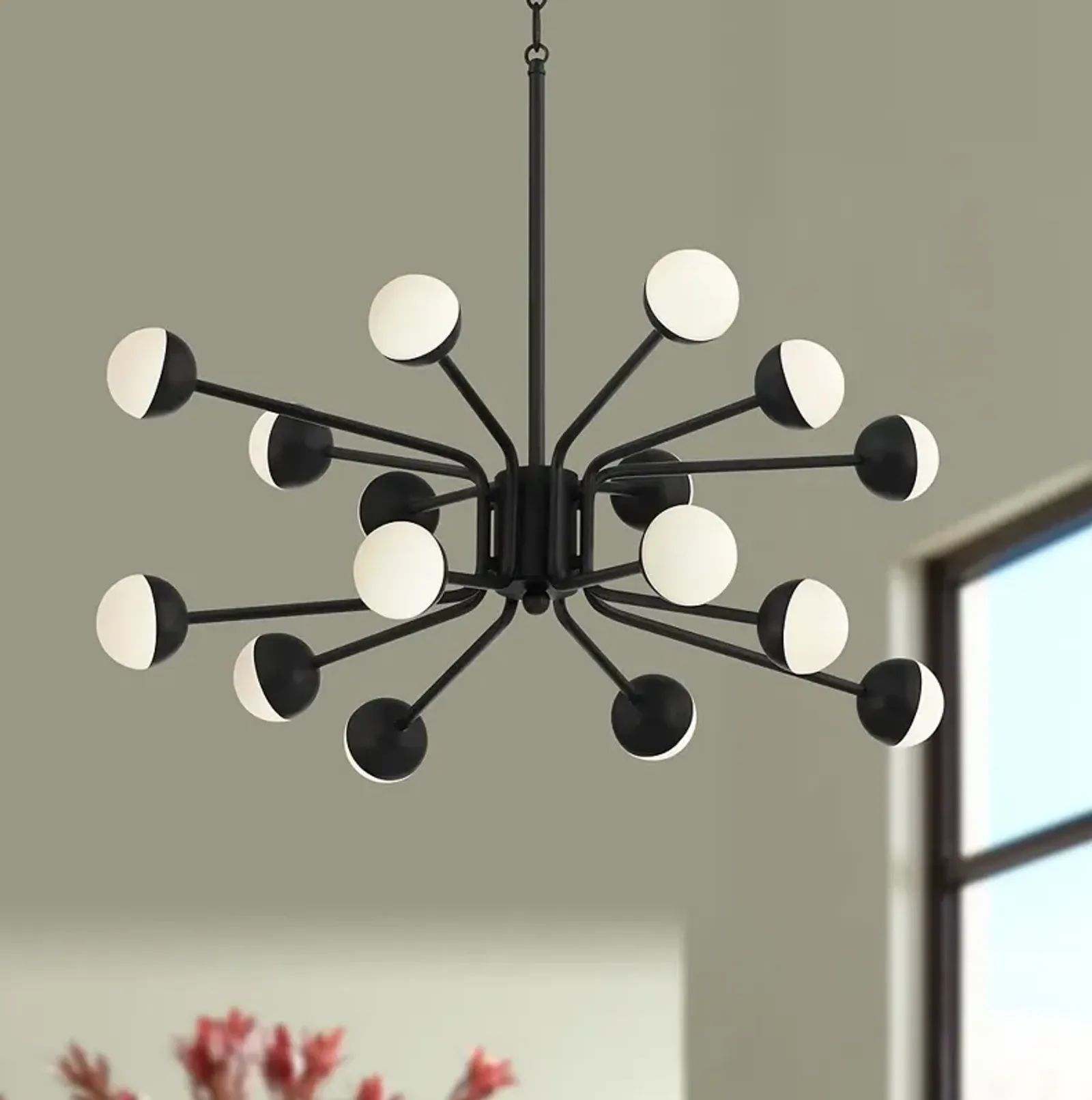 Possini Euro Antony 25" Wide Black 16-Light LED Sputnik Pendant