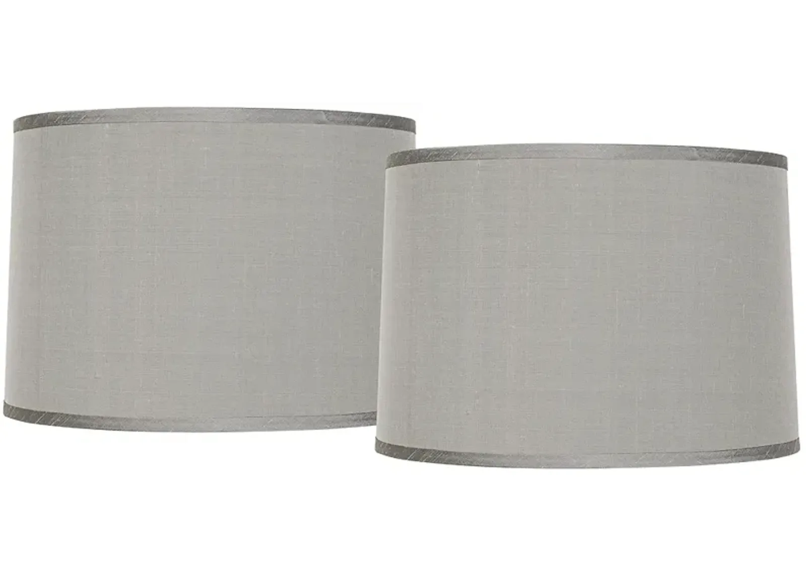 Gray Faux Silk Set of 2 Drum Lamp Shades 15x16x11 (Spider)