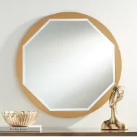 Tourasi Brushed Gold 32" Round Cut Framed Wall Mirror
