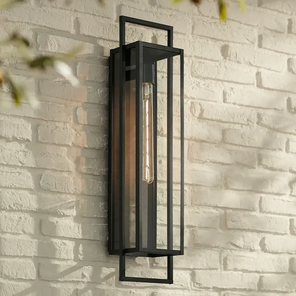 Possini Euro Jericho 28" High Black Modern Outdoor Wall Light