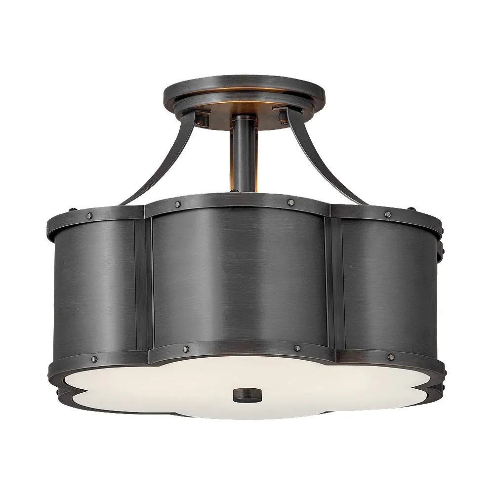 Hinkley Chance Collection 14 1/4" Wide Blackened Brass Ceiling Light