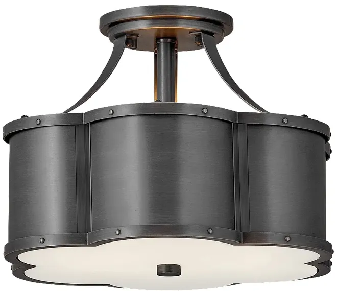 Hinkley Chance Collection 14 1/4" Wide Blackened Brass Ceiling Light