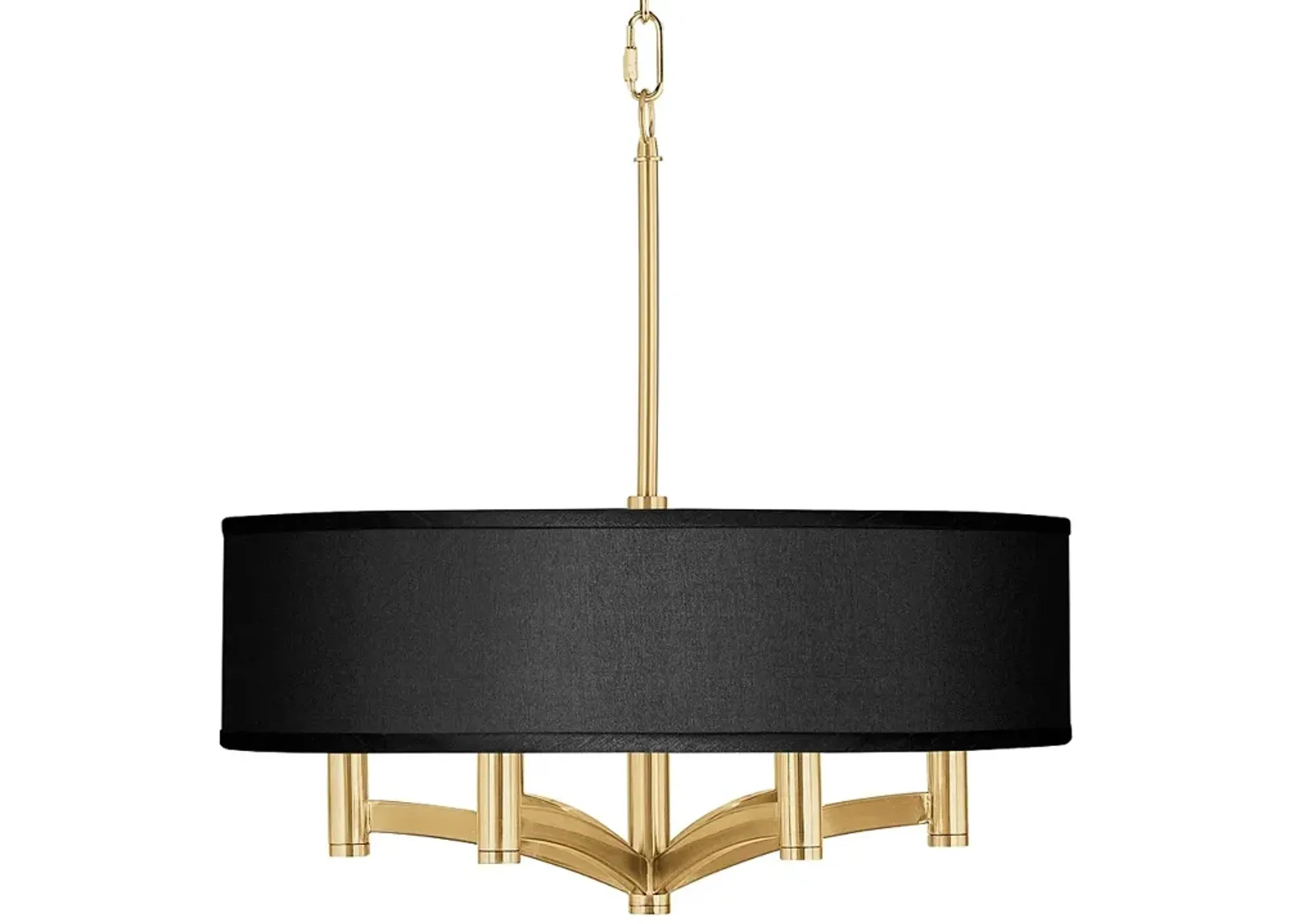 Black Faux Silk Ava 6-Light Gold Pendant Chandelier