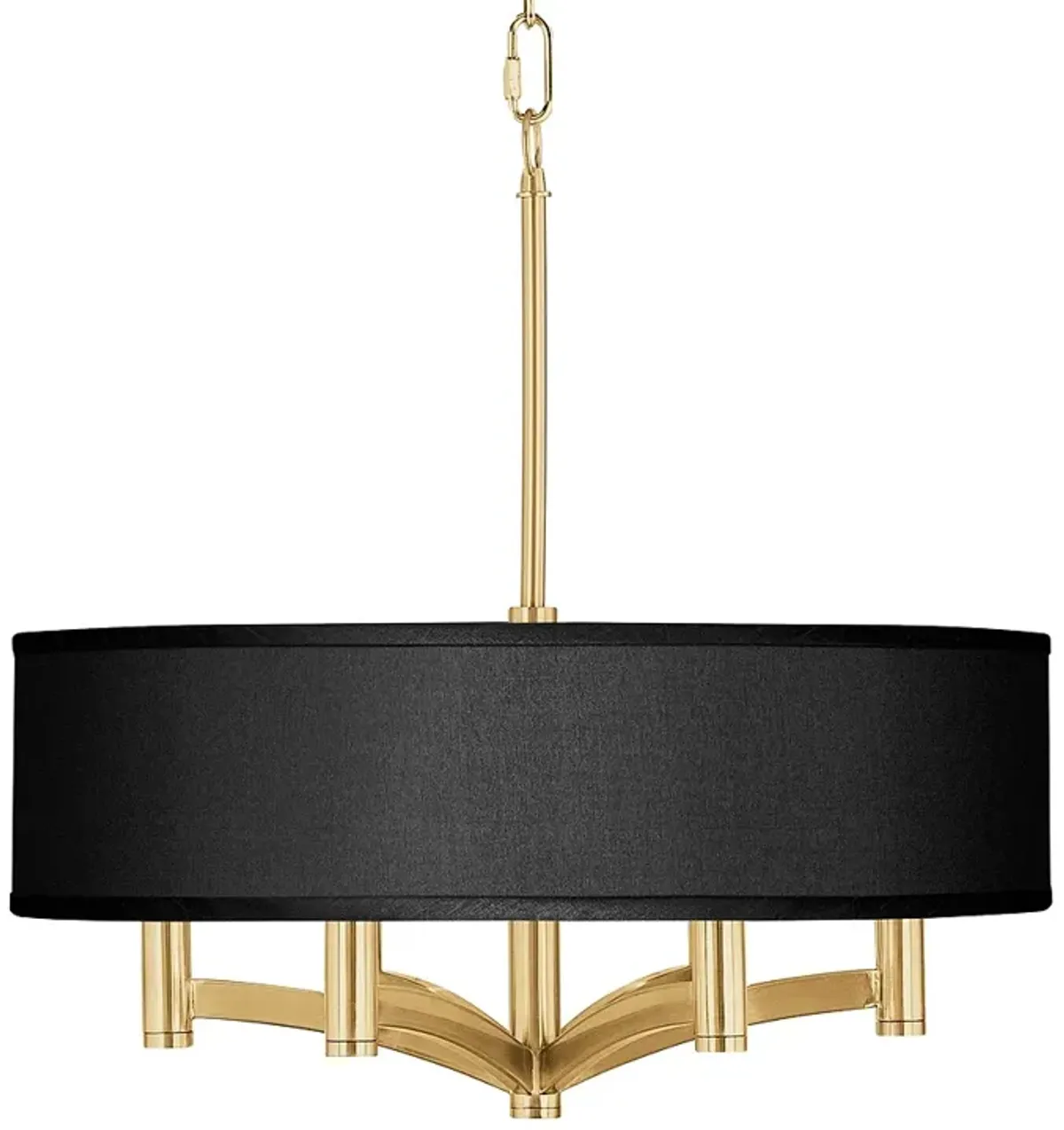 Black Faux Silk Ava 6-Light Gold Pendant Chandelier