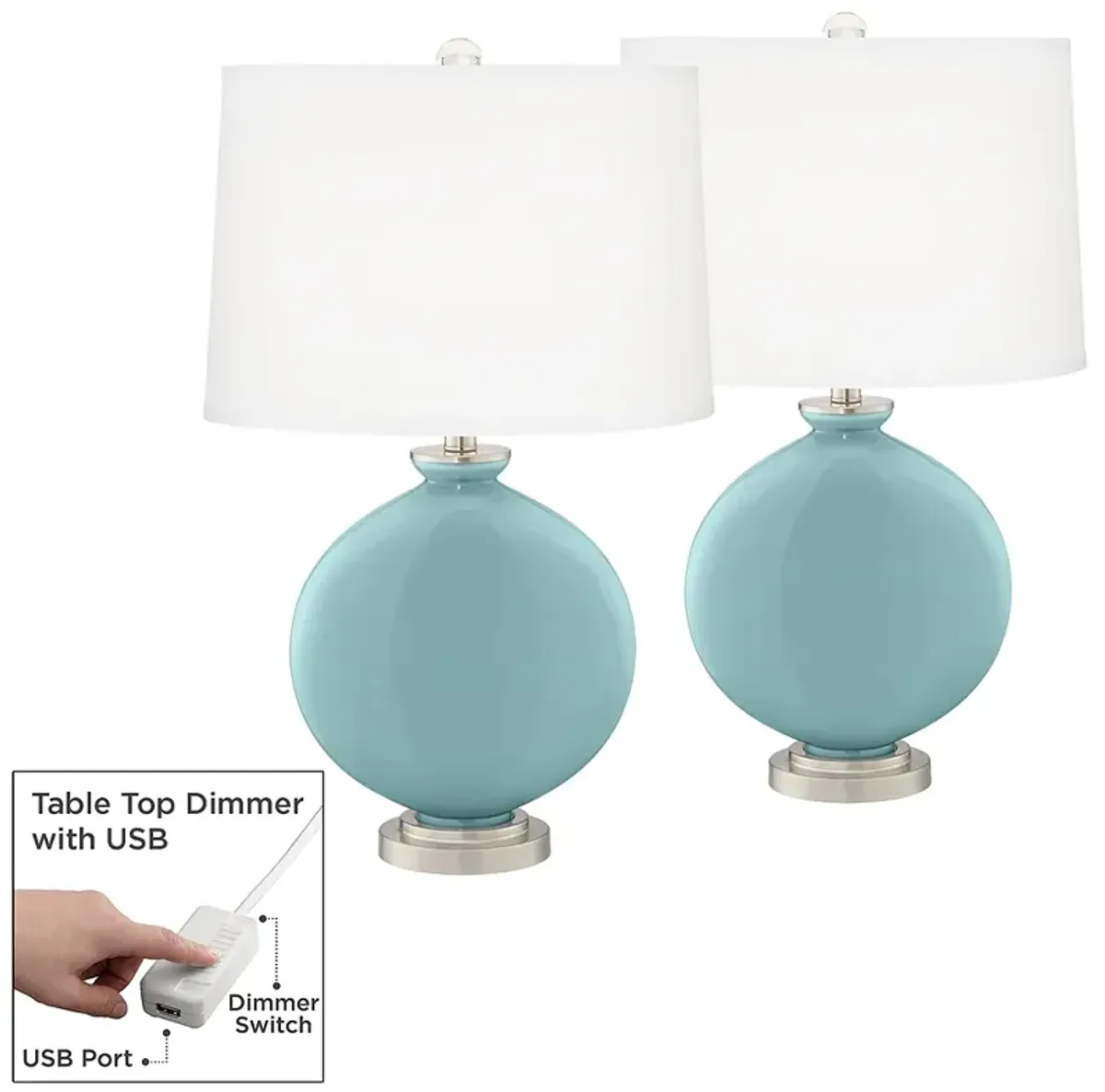 Raindrop Carrie Table Lamp Set of 2 with Dimmers