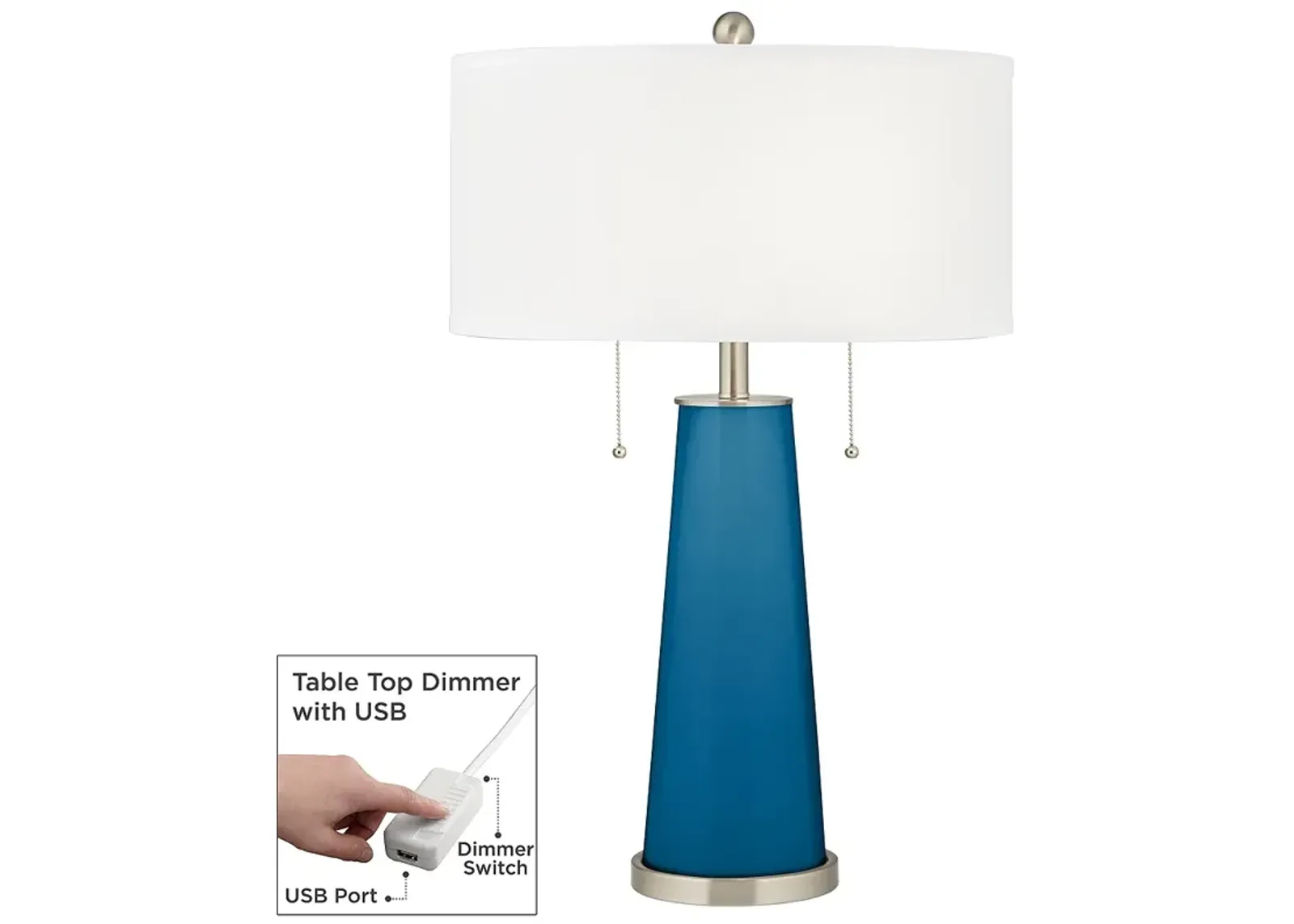 Color Plus Peggy 29 3/4" Mykonos Blue Table Lamp with USB Dimmer