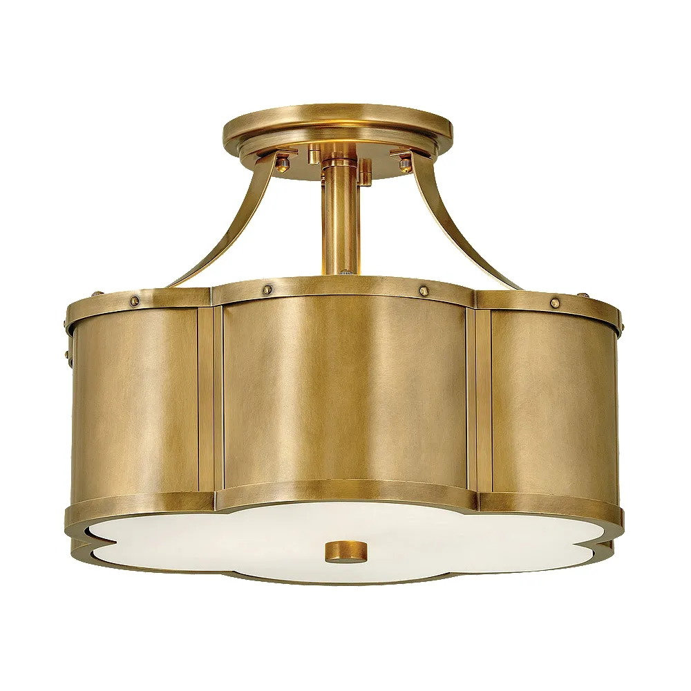 Hinkley Chance 14 1/4" Heritage Brass Semi-Flush Mount Ceiling Light