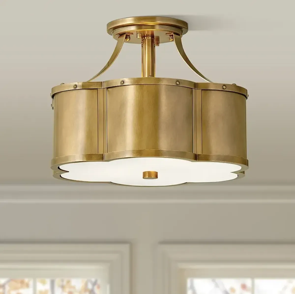 Hinkley Chance 14 1/4" Heritage Brass Semi-Flush Mount Ceiling Light