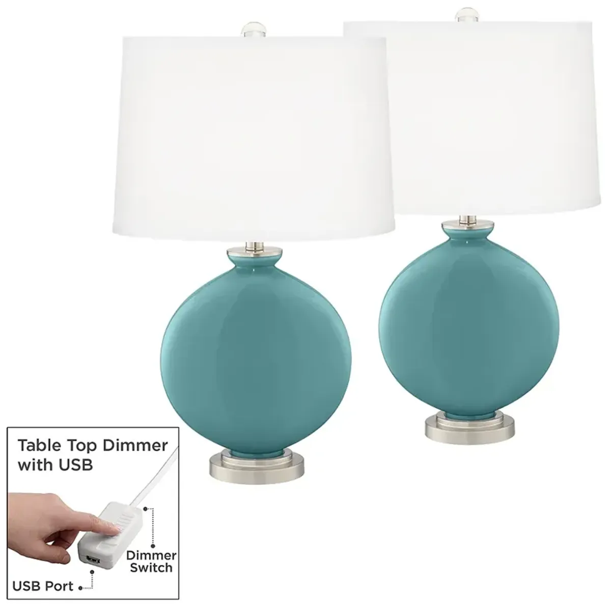 Reflecting Pool Carrie Table Lamp Set of 2 with Dimmers