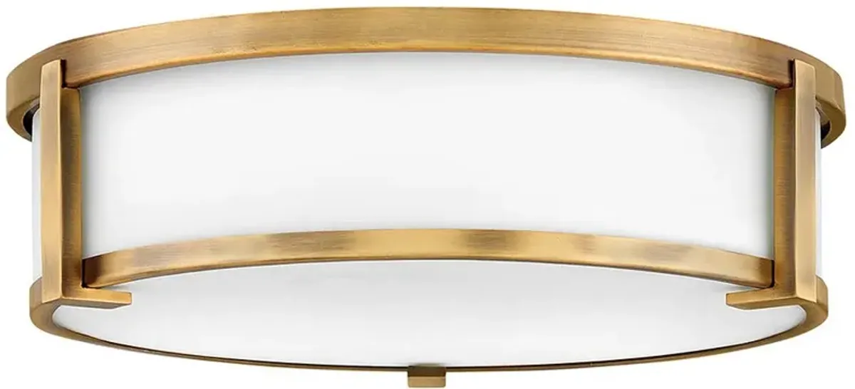 Hinkley Lowell 16" Wide Brass and White Drum Flushmount Ceiling Light