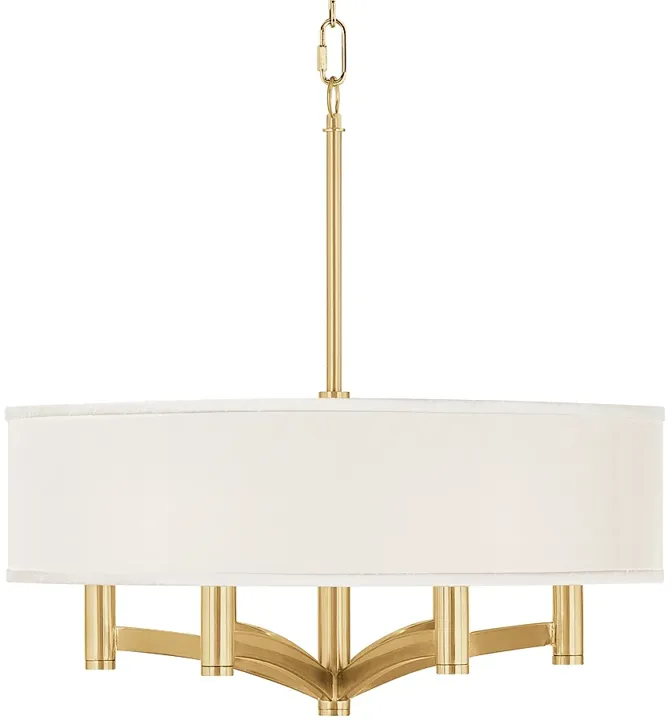 Gicleee Glow Ava 20" Cream Faux Silk 6-Light Gold Pendant Chandelier