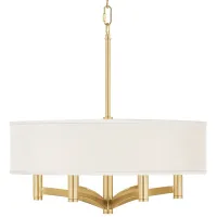 Cream Faux Silk Ava 6-Light Gold Pendant Chandelier