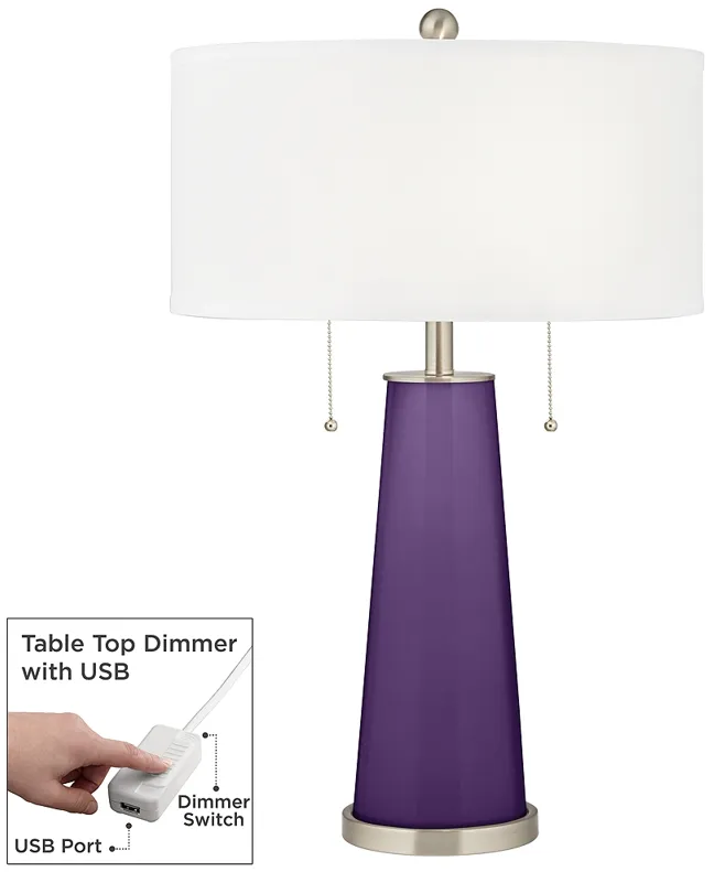Acai Peggy Glass Table Lamp With Dimmer