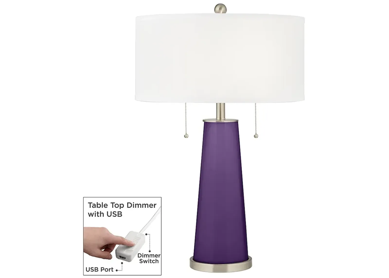 Acai Peggy Glass Table Lamp With Dimmer