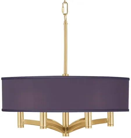 Giclee Glow Ava 20" 6-Light Gold and Eggplant Purple Drum Chandelier