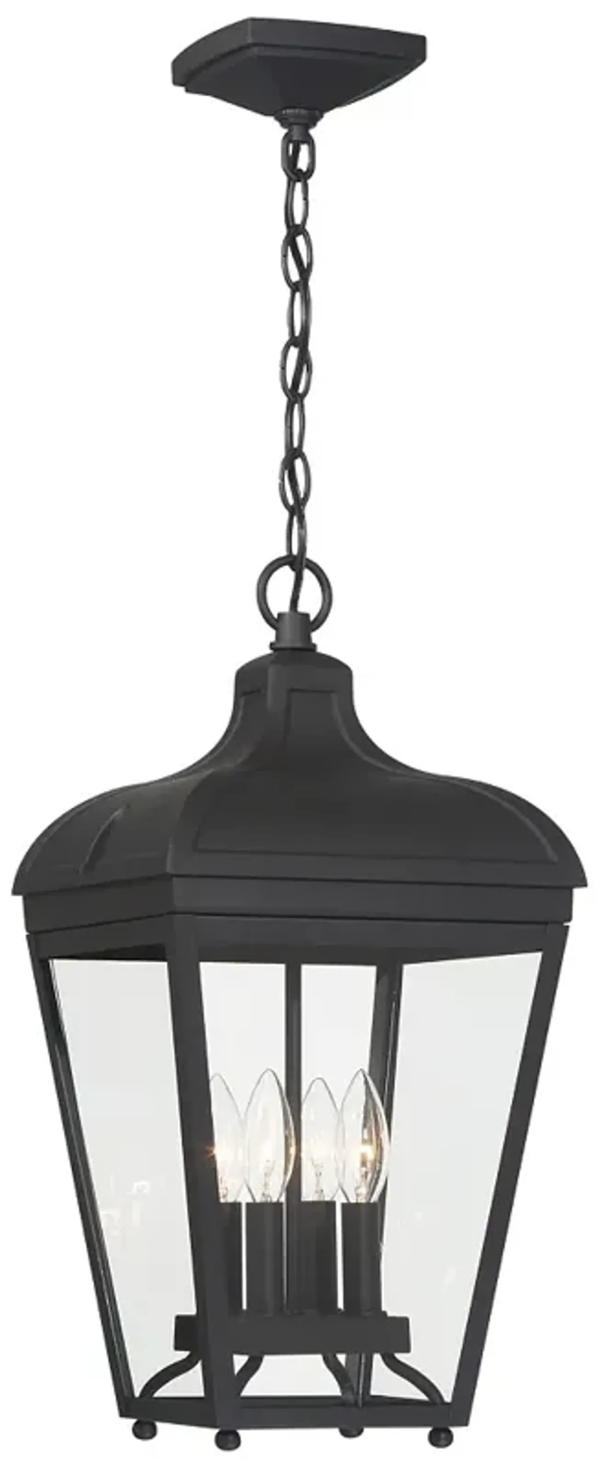 Great Outdoors Marquee 4-Light 10-in Black Outdoor Pendant Light