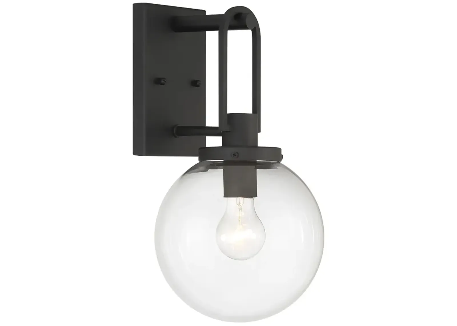 Great Outdoors Wenston 1-Light 8-in Black Outdoor Wall Mount with Shades