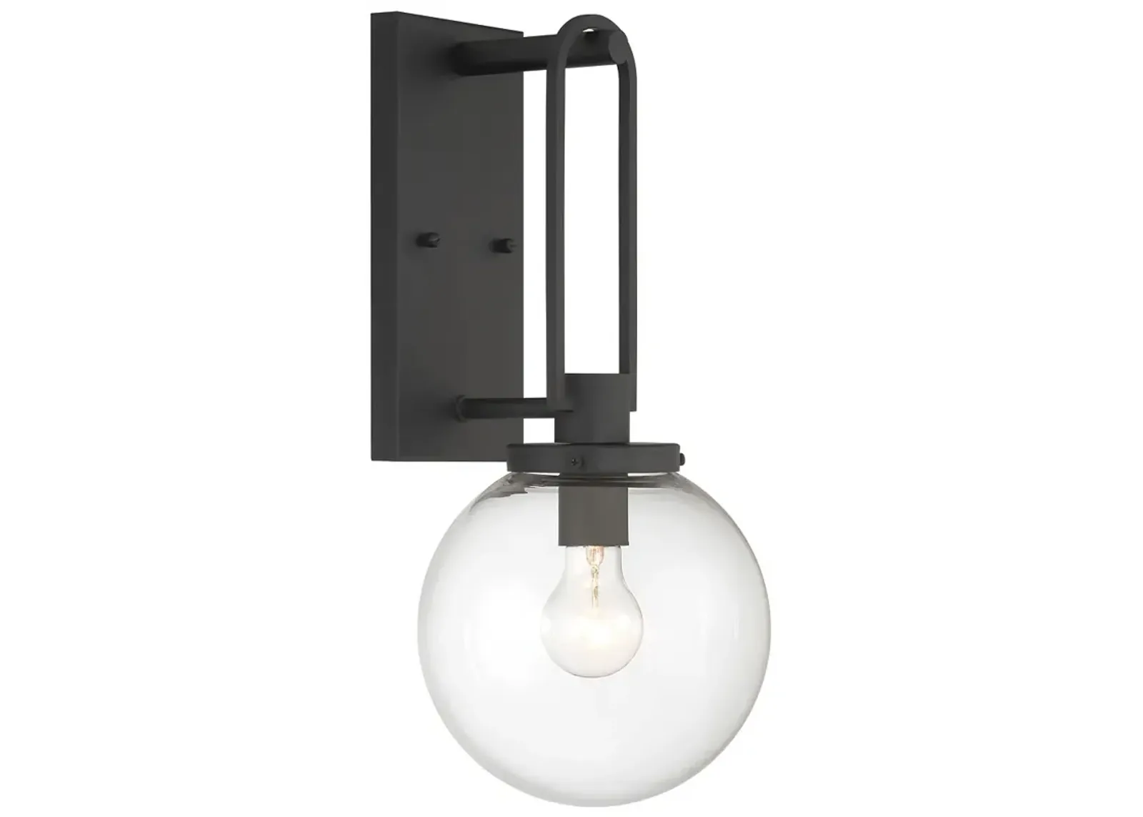 Great Outdoors Wenston 1-Light 8-in Black Outdoor Wall Mount with Shades