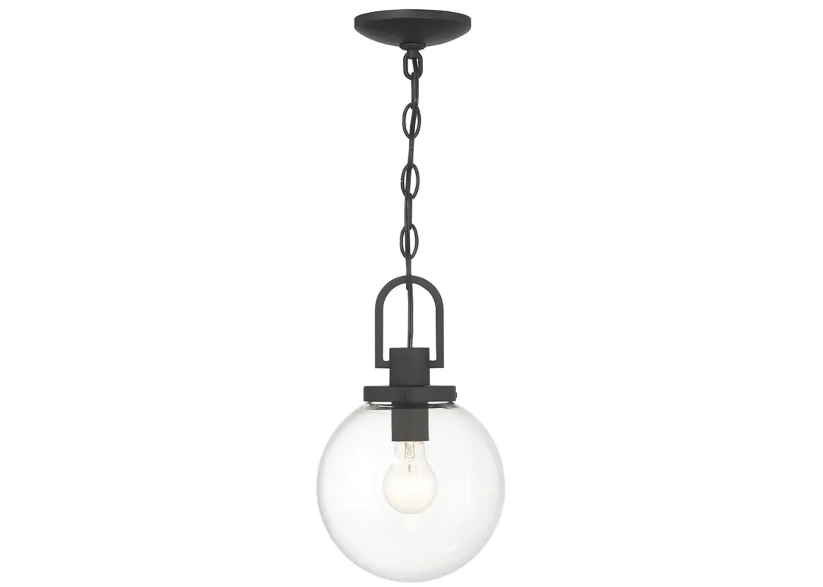 Great Outdoors Wenston 1-Light 8-in Black Outdoor Pendant Light with Shades