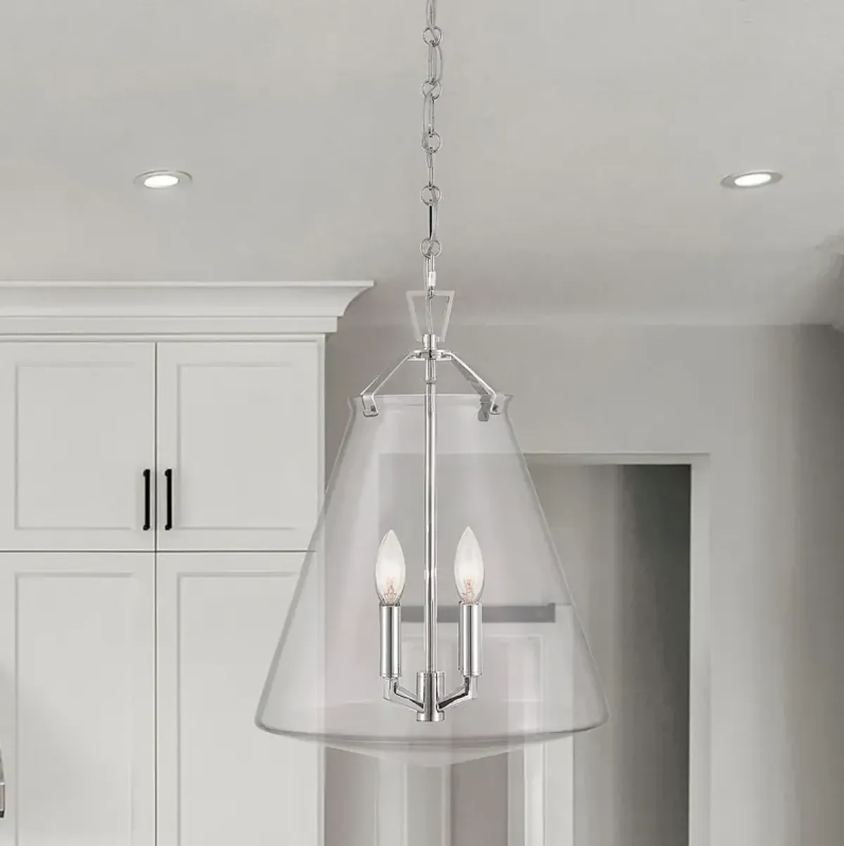 Voss 4 Light Polished Nickel Pendant