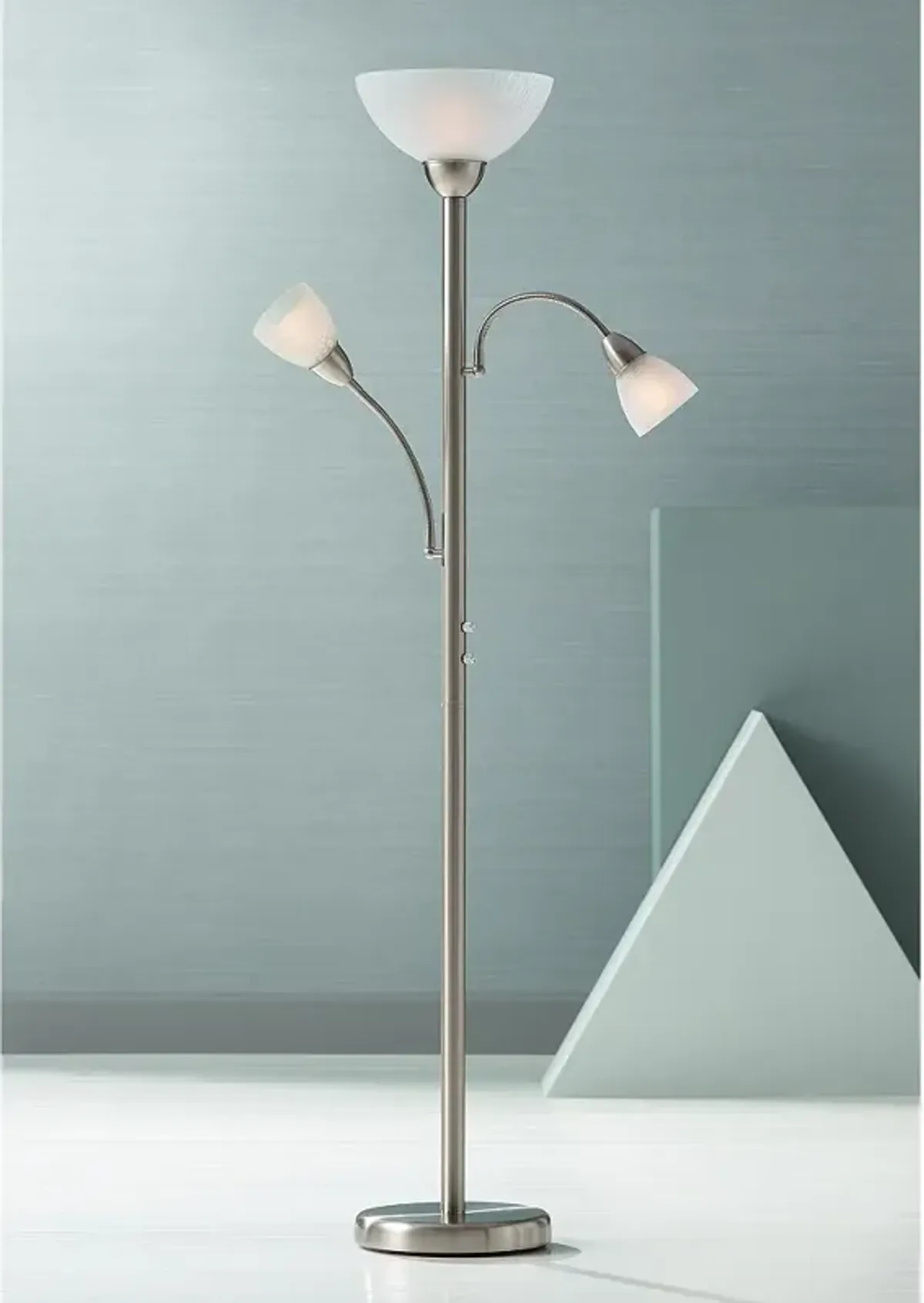 Possini Euro Alexei 72" Brushed Nickel Gooseneck Torchiere Floor Lamp