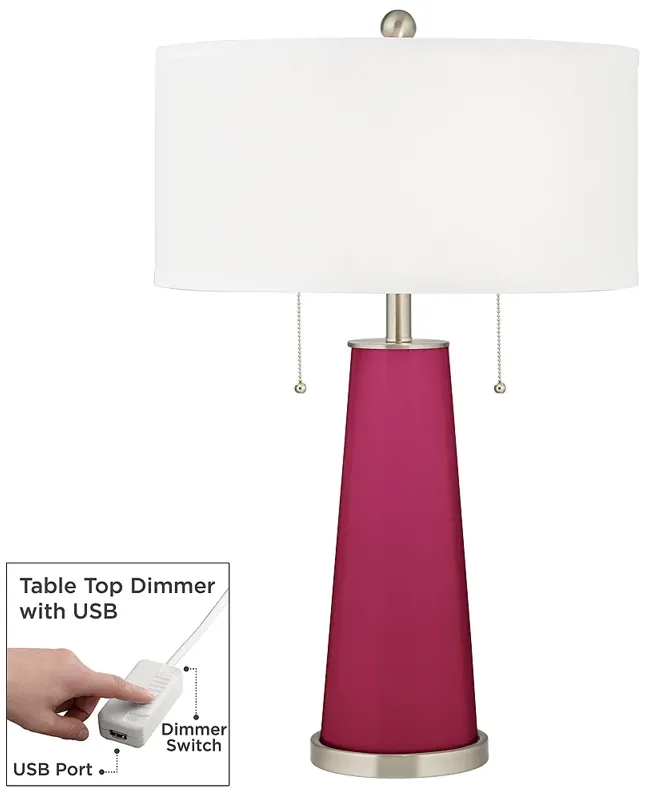 Color Plus Peggy 29 3/4" Vivacious Pink Table Lamp with USB Dimmer