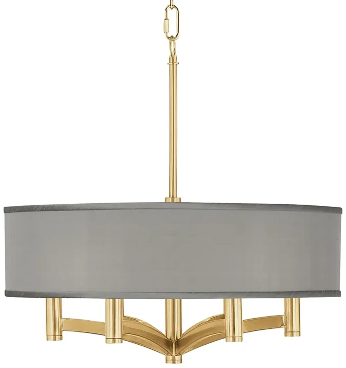 Gray Faux Silk Ava 6-Light Gold Pendant Chandelier