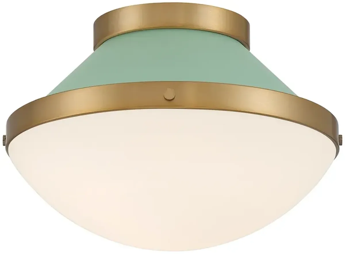 Xander 1 Light Vibrant Gold + Green Flush Mount