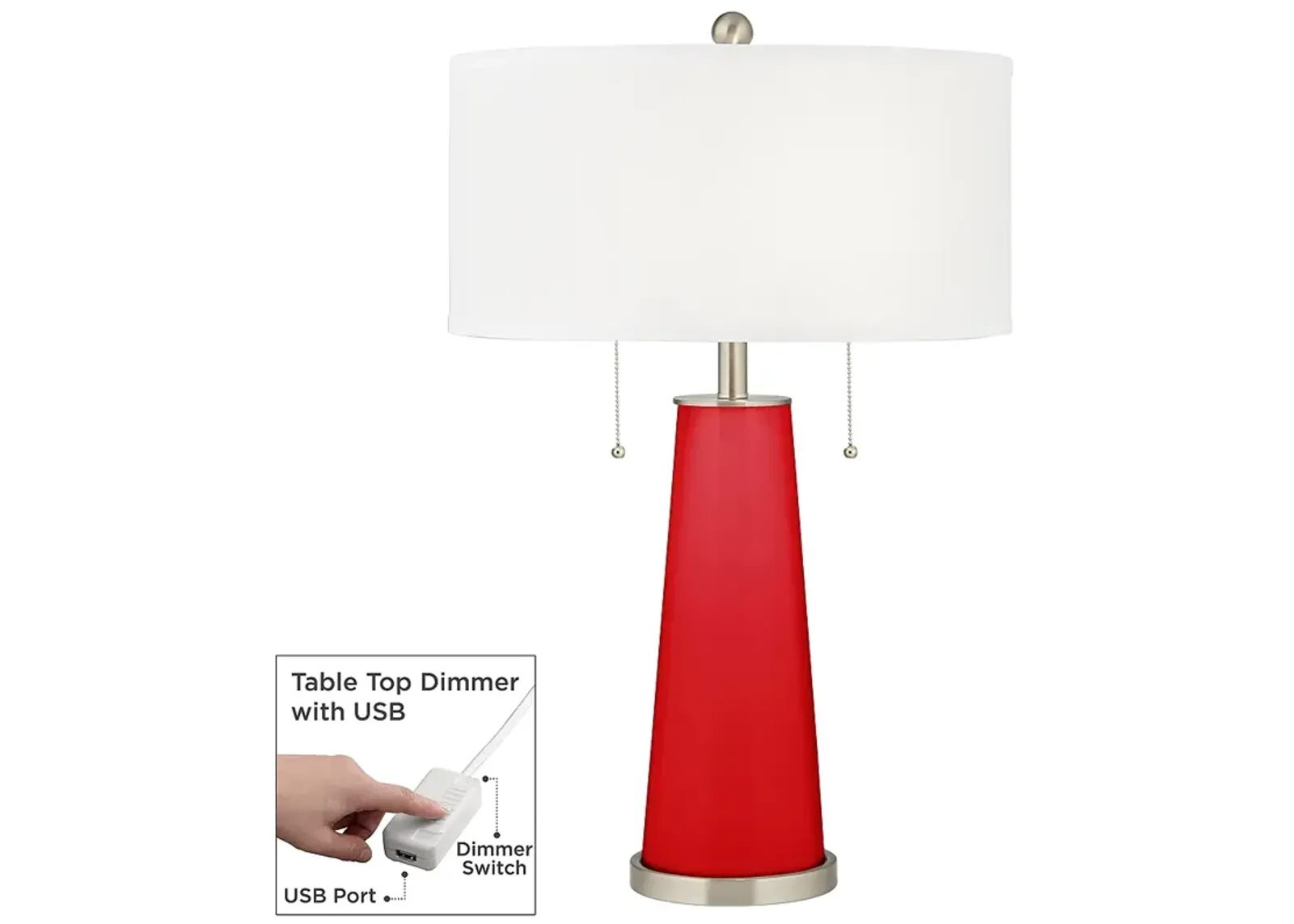 Color Plus Peggy 29 3/4" Bright Red Table Lamp with USB Dimmer