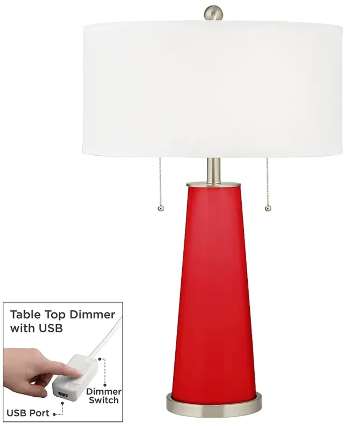 Color Plus Peggy 29 3/4" Bright Red Table Lamp with USB Dimmer