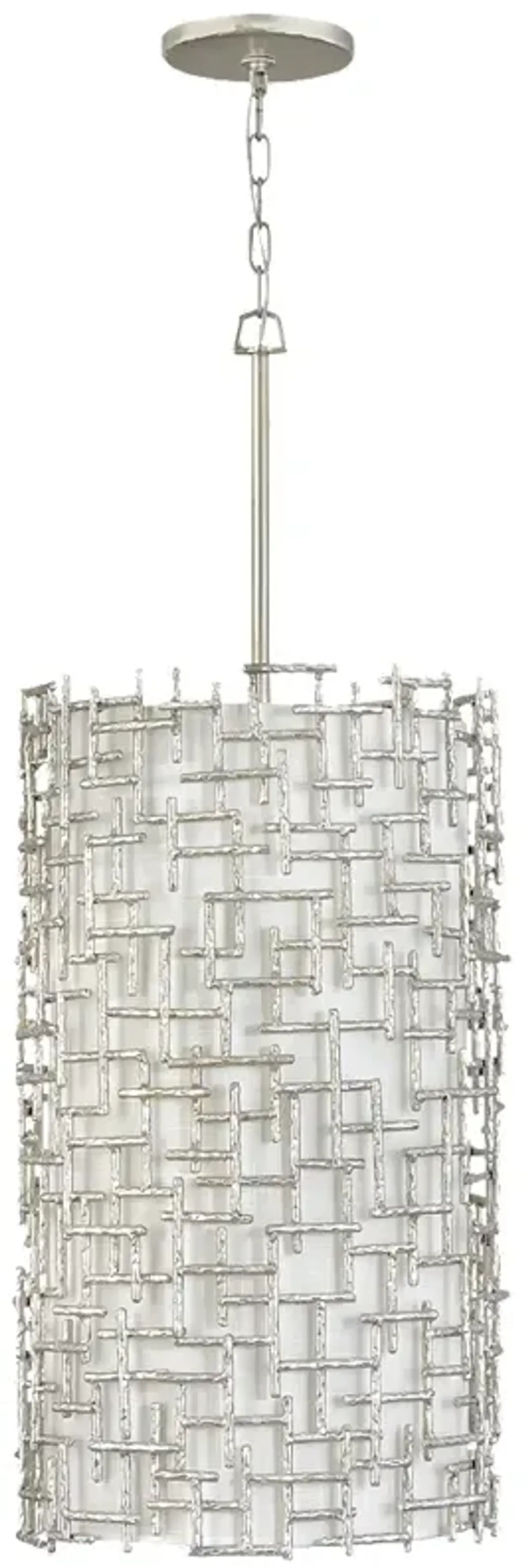 Hinkley- Farrah Large Drum Pendant- 16" Silver Leaf